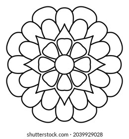 Mandala Vector Design. The Oriental decorative round ornament can be used for meditation background, stress therapy, and a coloring page.