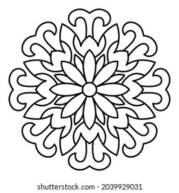 Mandala Vector Design. The Oriental decorative round ornament can be used for meditation background, stress therapy, and a coloring page.