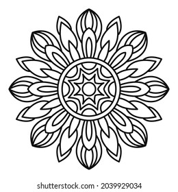 Mandala Vector Design. The Oriental decorative round ornament can be used for meditation background, stress therapy, and a coloring page.
