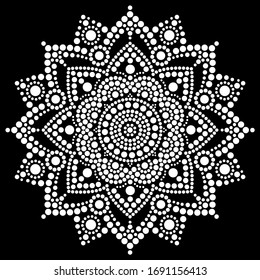 Mandala Vector Dot Art, Aboriginal Dot Painting, Retro Folk Design Inspired By Traditional Art From Australia
