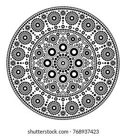 Mandala vector dot painting style, Aboriginal folk art, Australian black traditional ethnic design 
