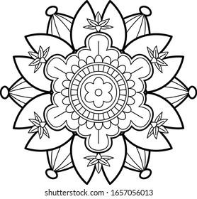 Mandala Vector Element Design for Coloring Book Page 