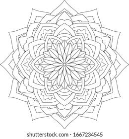 Mandala Vector Element Design for Coloring Book Page and Meditation Art Therapy