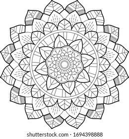 Mandala Vector Element Design for Coloring Book Page