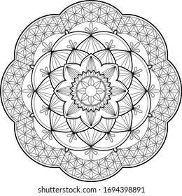 Mandala Vector Element Design for Coloring Book Page