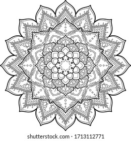 Mandala Vector Element Design for Coloring Book Page 
