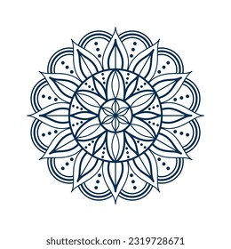 Mandala vectorial elemento ornamento redondo para páginas adultas de coloración, alivio de estrés y meditación de relajación, tatuaje, henna, etc