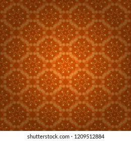 Mandala vector element. Stylized floral motif in yellow, brown and orange colors. Colorful flower seamless pattern. Round ornament decoration.