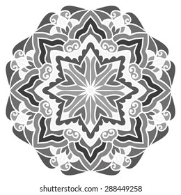Mandala. Vector Ethnic Oriental Circle Ornament. Monochrome Colors. Shades of Grey
