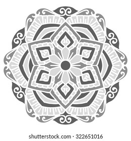 Mandala. Vector Ethnic Oriental Circle Ornament. Monochrome Colors. Shades of Grey