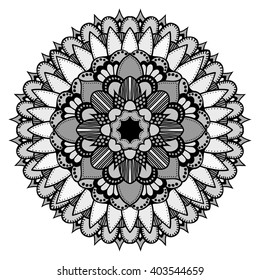Mandala. Vector Ethnic Oriental Circle Ornament. Monochrome Colors. Shades of Grey