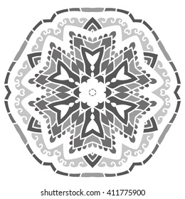 Mandala. Vector Ethnic Oriental Circle Ornament. Monochrome Colors. 