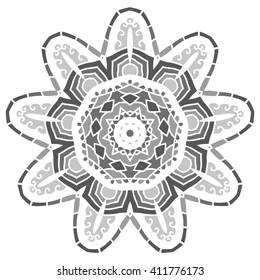 Mandala. Vector Ethnic Oriental Circle Ornament. Monochrome Colors. Shades of Grey