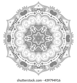 Mandala. Vector Ethnic Oriental Circle Ornament. Monochrome Colors. Shades of Grey