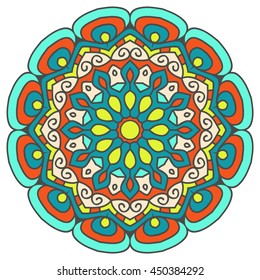Mandala. Vector Ethnic Oriental Circle Ornament. 