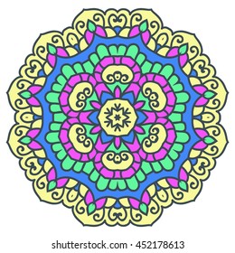 Mandala. Vector Ethnic Oriental Circle Ornament. 