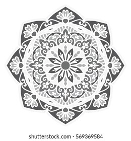 Mandala. Vector Ethnic Oriental Circle Ornament. Monochrome Colors. Shades of Grey