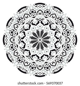 Mandala. Vector Ethnic Oriental Circle Ornament. Monochrome Colors. Shades of Grey