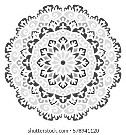 Mandala. Vector Ethnic Oriental Circle Ornament. Monochrome Colors. Shades of Grey