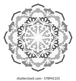 Mandala. Vector Ethnic Oriental Circle Ornament. Monochrome Colors. Shades of Grey
