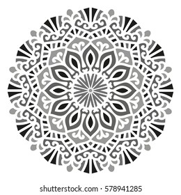 Mandala. Vector Ethnic Oriental Circle Ornament. Monochrome Colors. Shades of Grey