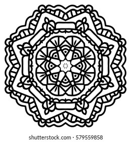 Mandala. Vector Ethnic Oriental Circle Ornament. Monochrome Colors. Shades of Grey