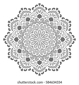Mandala. Vector Ethnic Oriental Circle Ornament. Monochrome Colors. Shades of Grey