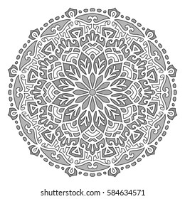 Mandala. Vector Ethnic Oriental Circle Ornament. Monochrome Colors. Shades of Grey