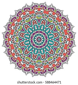 Mandala. Vector Ethnic Oriental Circle Ornament. 