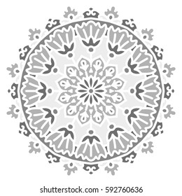 Mandala. Vector Ethnic Oriental Circle Ornament. Monochrome Colors. Shades of Grey. 
