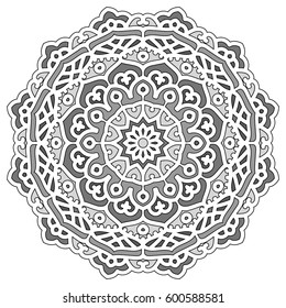Mandala. Vector Ethnic Oriental Circle Ornament. Monochrome Colors. Shades of Grey