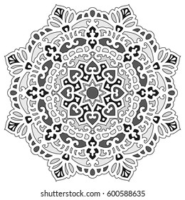 Mandala. Vector Ethnic Oriental Circle Ornament. Monochrome Colors. Shades of Grey