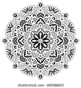 Mandala. Vector Ethnic Oriental Circle Ornament. Monochrome Colors. Shades of Grey