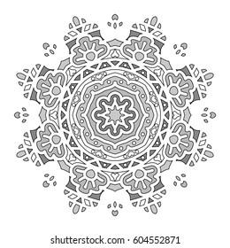 Mandala. Vector Ethnic Oriental Circle Ornament. Monochrome Colors. Shades of Grey