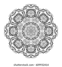 Mandala. Vector Ethnic Oriental Circle Ornament. Monochrome Colors. Shades of Grey