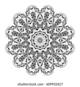 Mandala. Vector Ethnic Oriental Circle Ornament. Monochrome Colors. Shades of Grey