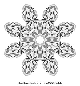 Mandala. Vector Ethnic Oriental Circle Ornament. Monochrome Colors. Shades of Grey