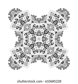 Mandala. Vector Ethnic Oriental Circle Ornament. Monochrome Colors. Shades of Grey