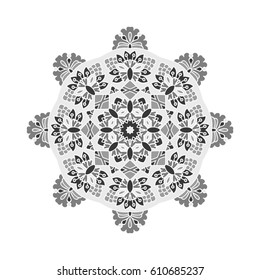 Mandala. Vector Ethnic Oriental Circle Ornament. Monochrome Colors. Shades of Grey