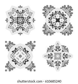 Mandala. Vector Ethnic Oriental Circle Ornament. Monochrome Colors. Shades of Grey