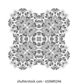 Mandala. Vector Ethnic Oriental Circle Ornament. Monochrome Colors. Shades of Grey