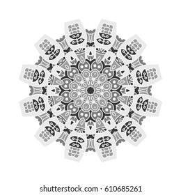 Mandala. Vector Ethnic Oriental Circle Ornament. Monochrome Colors. Shades of Grey