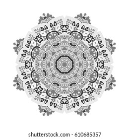Mandala. Vector Ethnic Oriental Circle Ornament. Monochrome Colors. Shades of Grey