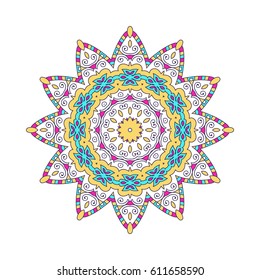 Mandala. Vector Ethnic Oriental Circle Ornament. 