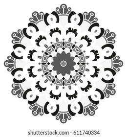 Mandala. Vector Ethnic Oriental Circle Ornament. Monochrome Colors. Shades of Grey