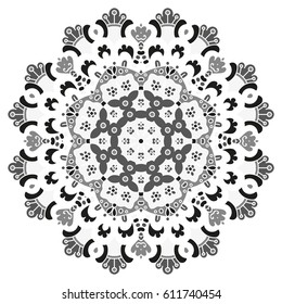 Mandala. Vector Ethnic Oriental Circle Ornament. Monochrome Colors. Shades of Grey