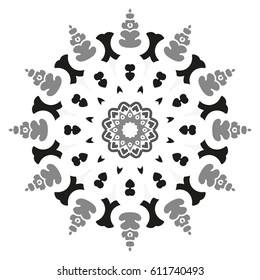 Mandala. Vector Ethnic Oriental Circle Ornament. Monochrome Colors. Shades of Grey