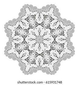 Mandala. Vector Ethnic Oriental Circle Ornament. Monochrome Colors. Shades of Grey