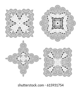 Mandala. Vector Ethnic Oriental Circle Ornament. Monochrome Colors. Shades of Grey