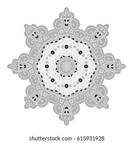 Mandala. Vector Ethnic Oriental Circle Ornament. Monochrome Colors. Shades of Grey